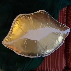 Gold and white lip pillow